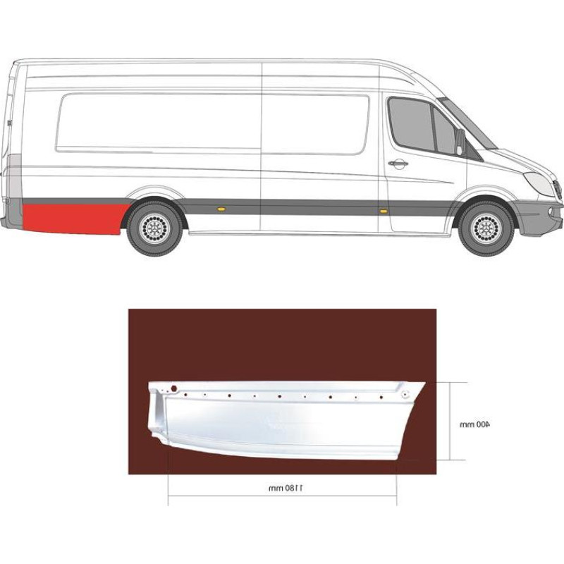 Арка задня нижня за колесом права Mercedes Sprinter W906, VW Crafter 1 06-18 екстра лонг (Klokkerholm)