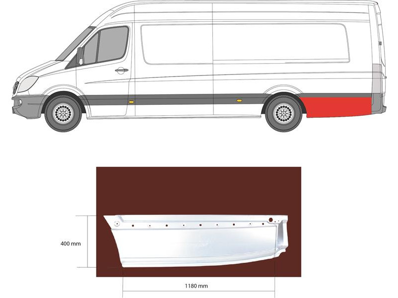Арка задня нижня за колесом ліва Mercedes Sprinter W906, VW Crafter 1 06-18 екстра лонг (Klokkerholm)