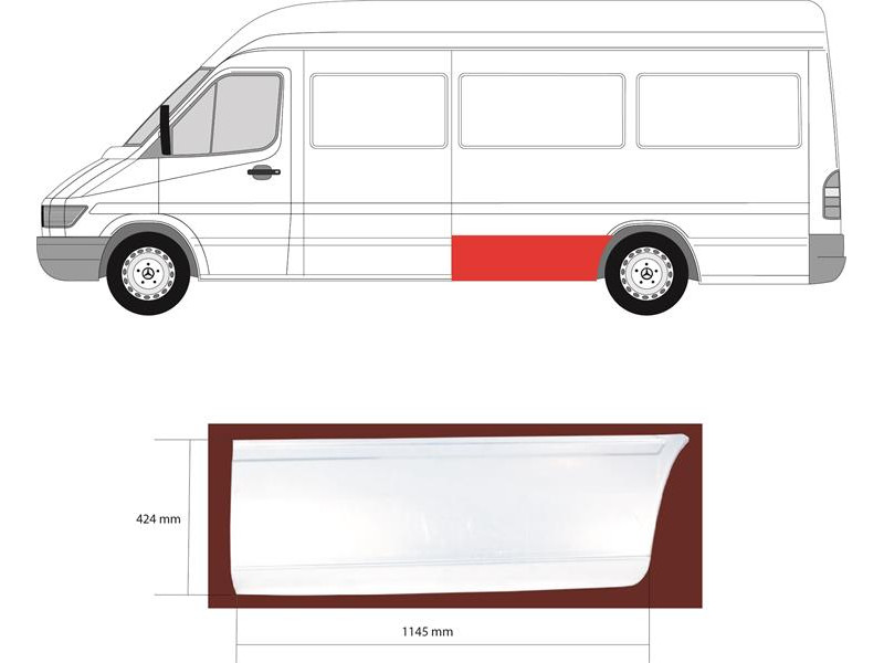 Арка задня перед колесом ліва Mercedes Sprinter W901-W903, VW LT 2 довга база (PL)