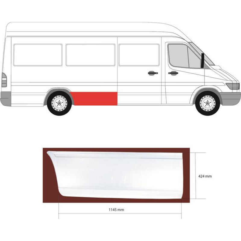 Арка задня перед колесом права Mercedes Sprinter W901-W903, VW LT 2 довга база (KH)