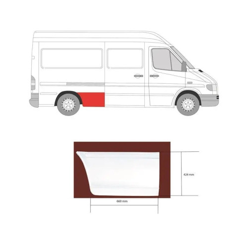Арка задня перед колесом права Mercedes Sprinter W901-W903, VW LT 2 середня база (PL)