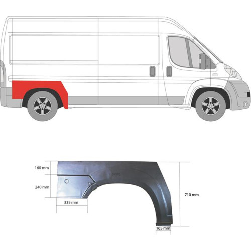 Арка задня права Fiat Ducato, Citroen Jumper, Peugeot Boxer 06- (KH) середня база