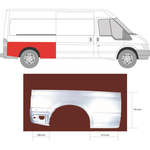 Арка задня права Ford Transit 2000-2013 довга база (KH)