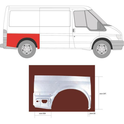 Арка задня права Ford Transit 2000-2013 коротка база Klokkerholm