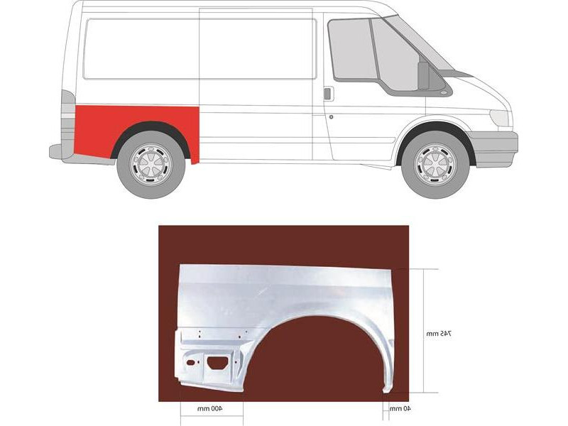 Арка задня права Ford Transit 00-13 коротка база (Klokkerholm)
