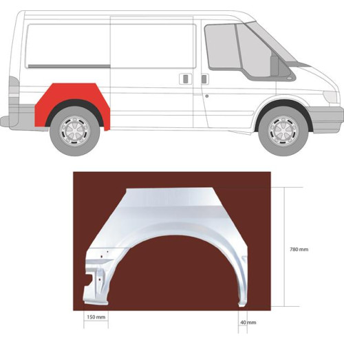 Арка задня права Ford Transit 2000-2013 коротка база (LKQ) ремчастина
