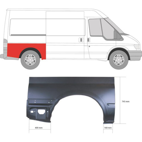 Арка задня права Ford Transit 2000-2013 середня база Klokkerholm