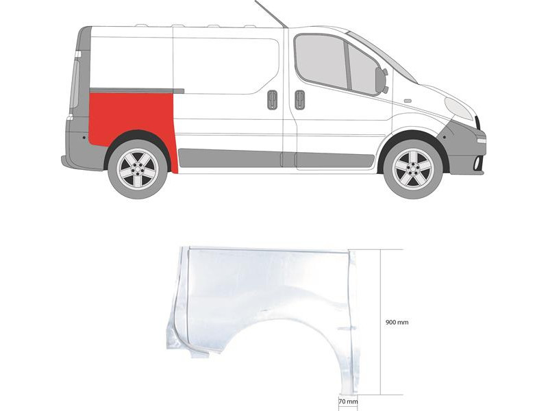 Арка задня права Renault Trafic 2, Opel Vivaro 01-14 коротка база