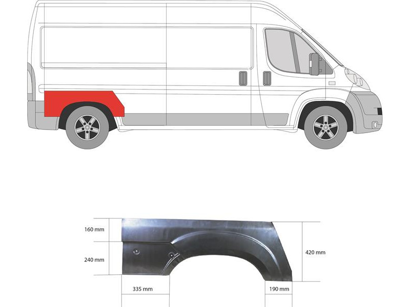 Арка задня права верхня Fiat Ducato, Citroen Jumper, Peugeot Boxer 06- (KK)