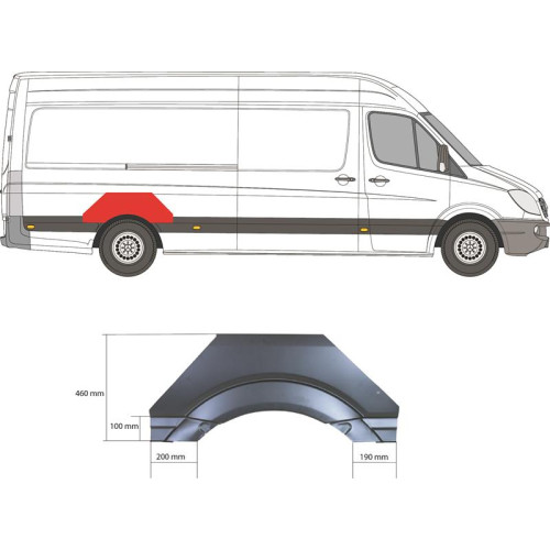 Арка задня права верхня Mercedes Sprinter W906, VW Crafter 1 2006-2018 Klokkerholm