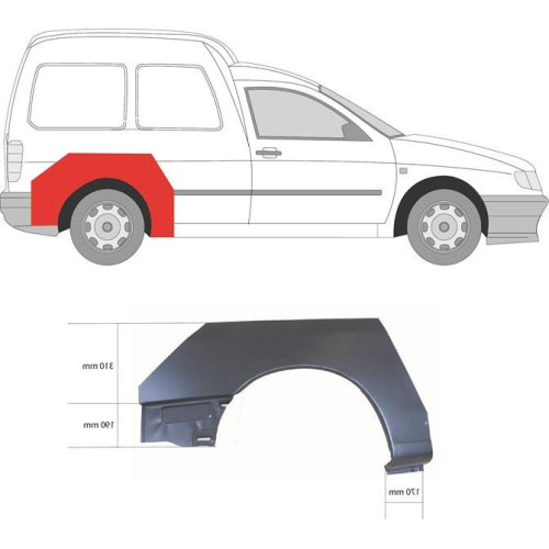 Арка задня права VW Caddy 2, Seat Inca 1995-2004 (KH)