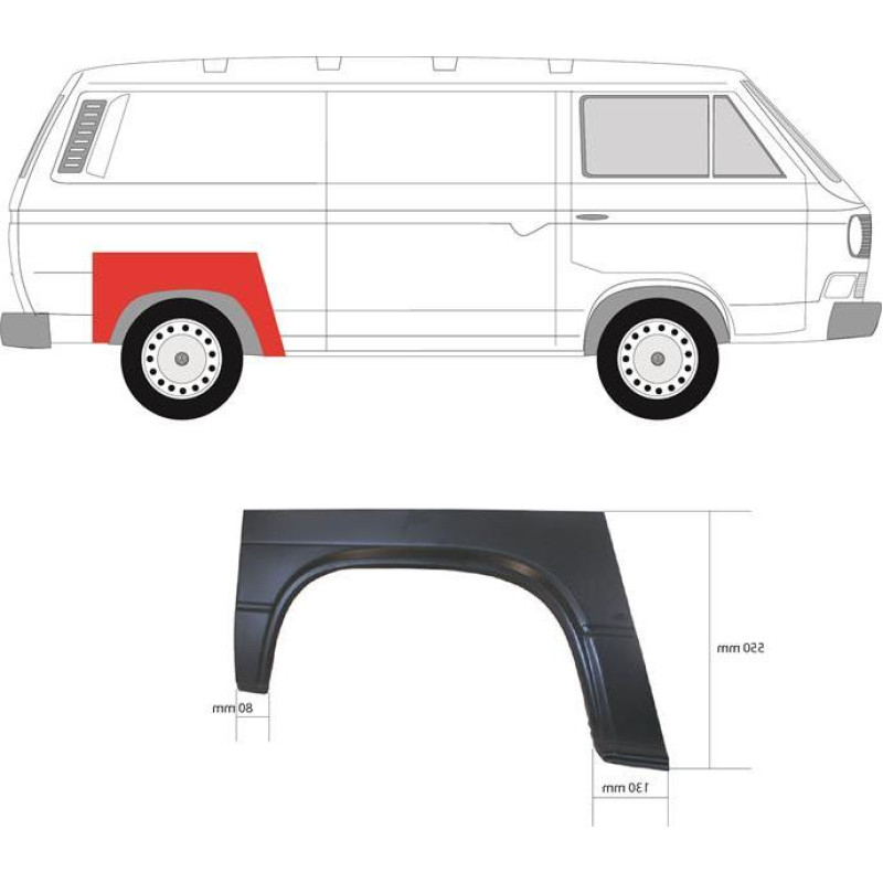 Арка задня права VW Transporter T3 80-91 (Klokkerholm)