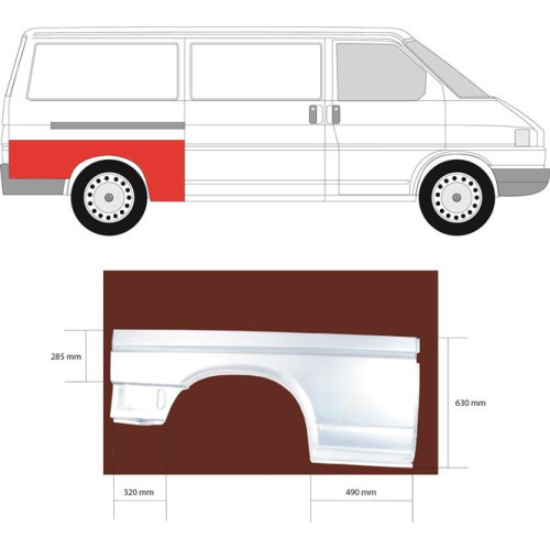 Арка задня права VW Transporter T4 (90-03) довга база Klokkerholm