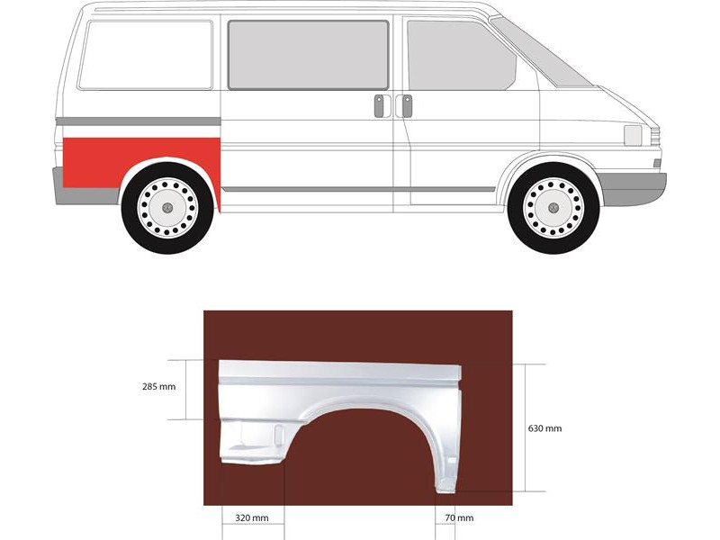 Арка задня права VW Transporter T4 коротка база (KH)