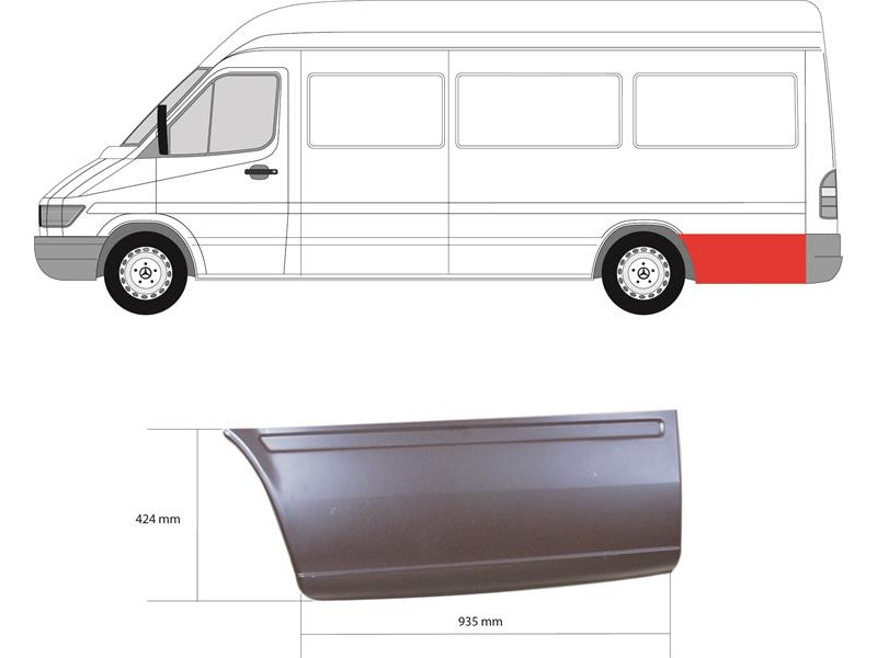 Арка задня за колесом ліва Mercedes Sprinter W901-W903, VW LT 2 95-05 довга база (PL)