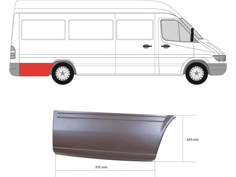 Арка задня за колесом права Mercedes Sprinter W901-W903, VW LT 2 95-06 довга база (Klokkerholm)