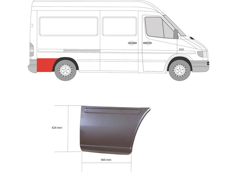 Арка задня за колесом права Mercedes Sprinter W901-W903, VW LT 2 95-06 середня база (KH)