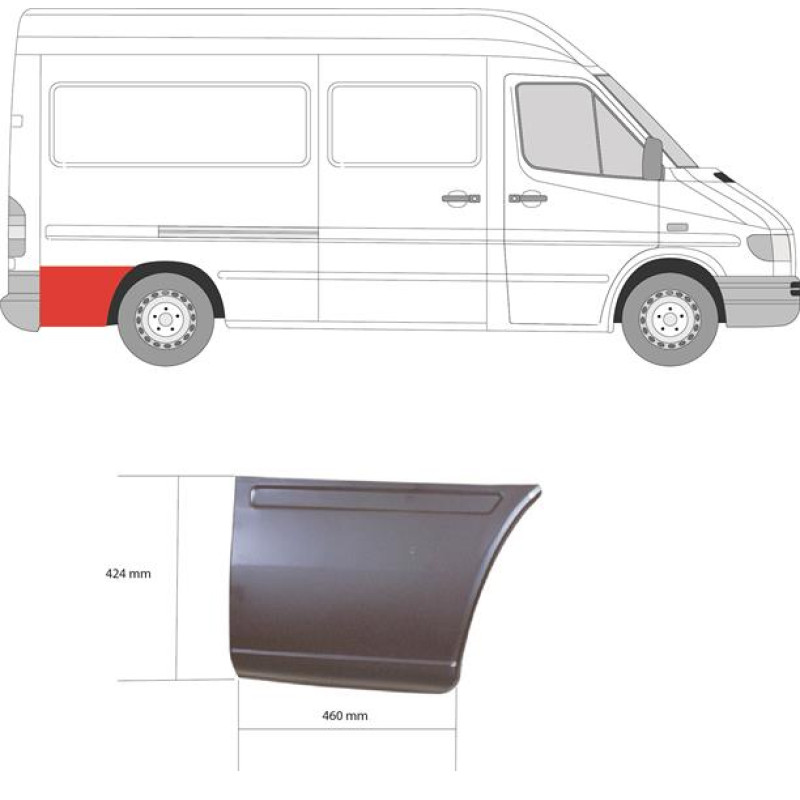 Арка задня за колесом права Mercedes Sprinter W901-W903, VW LT 2 95-06 середня база (Klokkerholm)