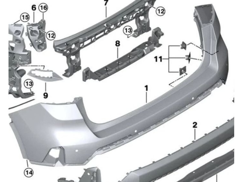 Бампер задінй BMW X1 U11/U12 2022- FPS 51125A357E9