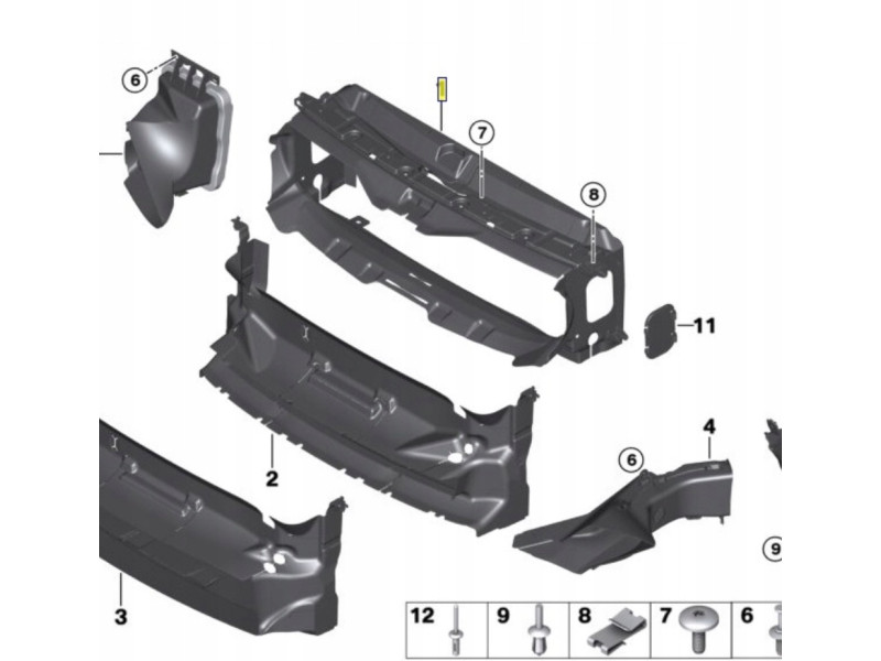 Дефлектор раідатора (повітрохід) верхній BMW 4 F32/F33/F36 FPS 51747290610