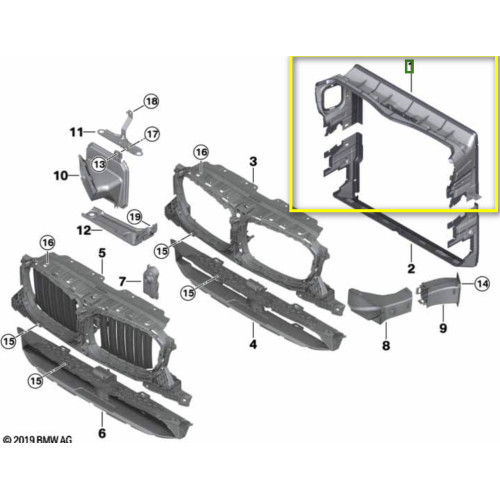 Дефлектор радіатора (повітрохід) верхній BMW X3 G01 17-21, 21-, X4 G02 18- FPS 51747399996