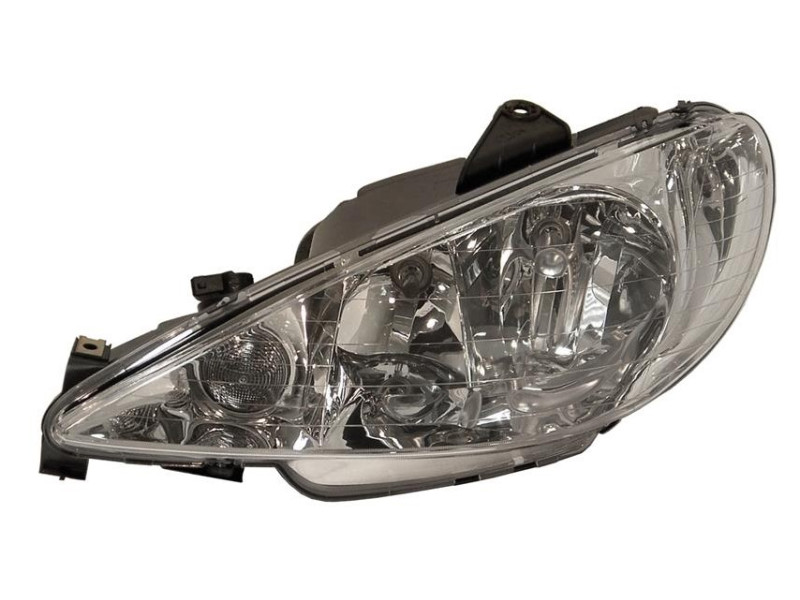 Фара передня ліва Peugeot 206 98-06 (Depo) електрична, прозорий розсіювач 6204S9
