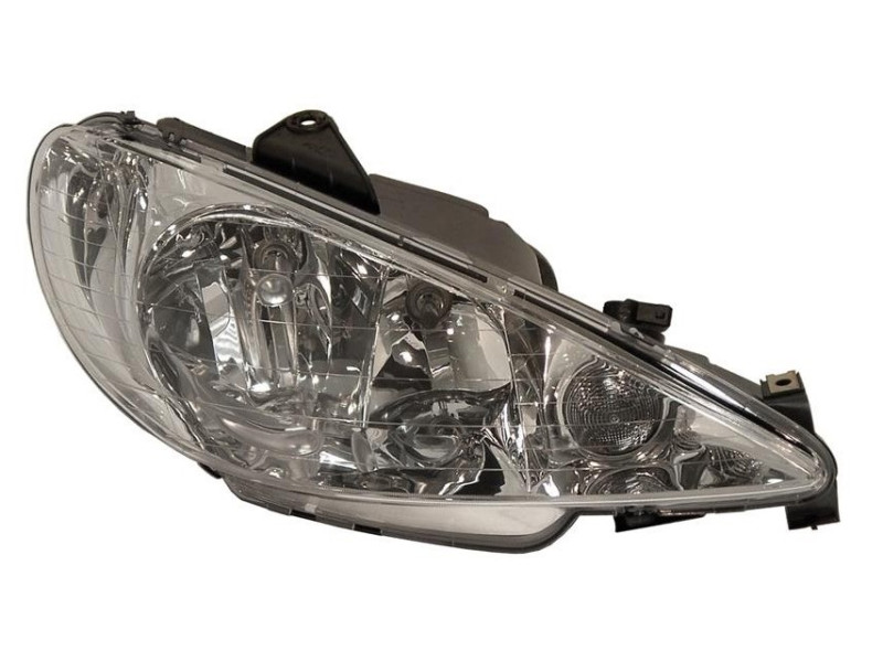 Фара передня права Peugeot 206 98-06 (TYC) електрична, прозорий розсіювач 6205S9