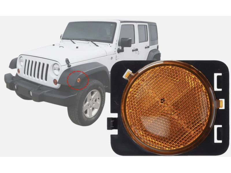 Габарит передній лівий на крилі Jeep Wrangler 2007-2018 DEPO 55078145AA
