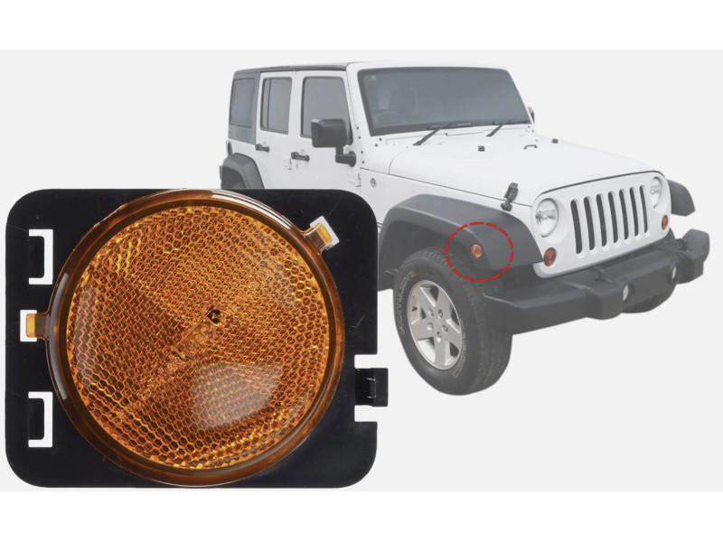 Габарит передній правий на крилі Jeep Wrangler 2007-2018 DEPO 55078144AA