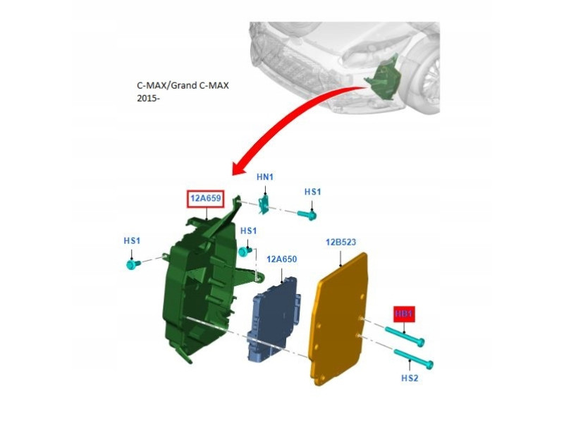 Корпус блоку управління Ford Focus III, C-Max II, Kuga I/II, Escape, Mondeo V, Transit Connect 2008-2020 AV61-12A532-A