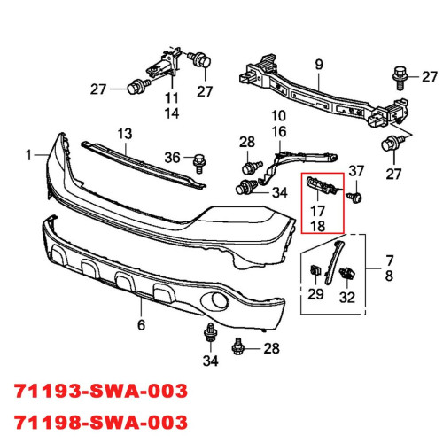 Кріплення бампера ліве Honda CR-V 2006-2012 FPS 71198SWA003