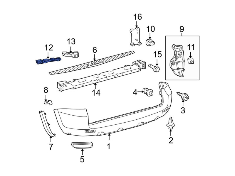 Кріплення бампера заднього (біля крила) ліве Toyota RAV4 2006-2010 FPS 5215642041