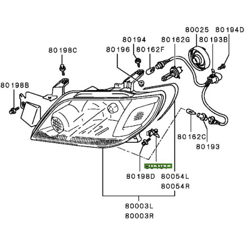 Кріплення фари ліве Mitsubishi Outlander I 2003-2009 FPS MR991153