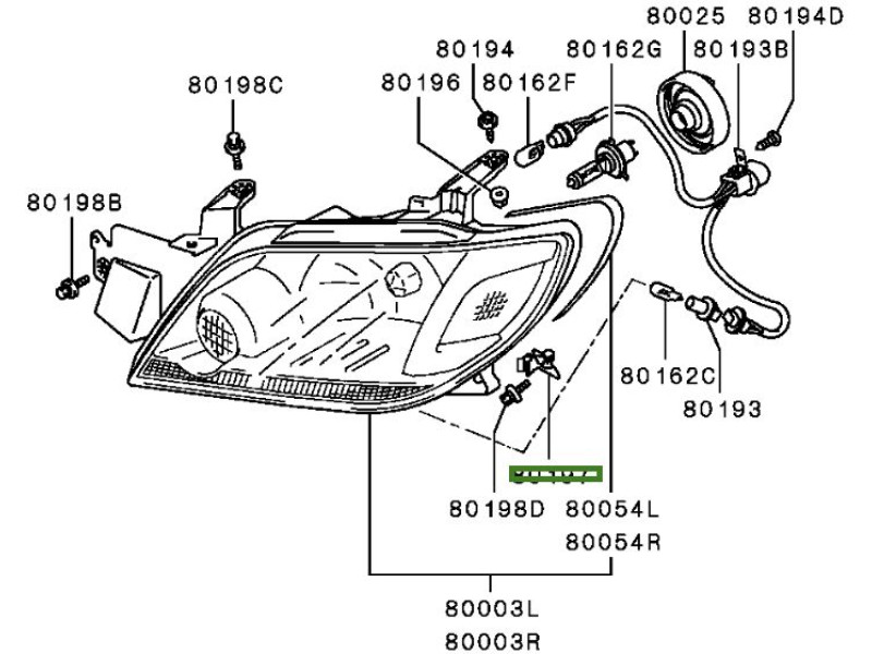 Кріплення фари ліве Mitsubishi Outlander I 2003-2009 FPS MR991153