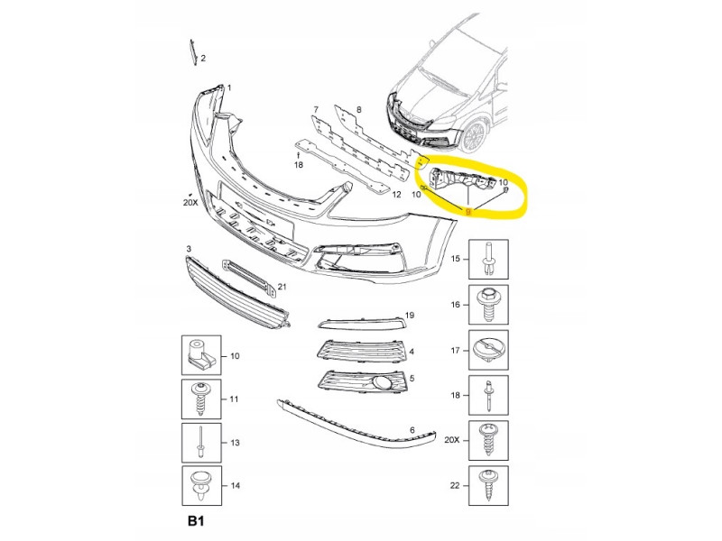 Кріплення переднього бампера ліве Opel Zafira B 2005-2012 1406607