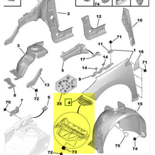 Кріплення переднього бампера ліве Peugeot 308 2008-2013 Signeda 7119LR