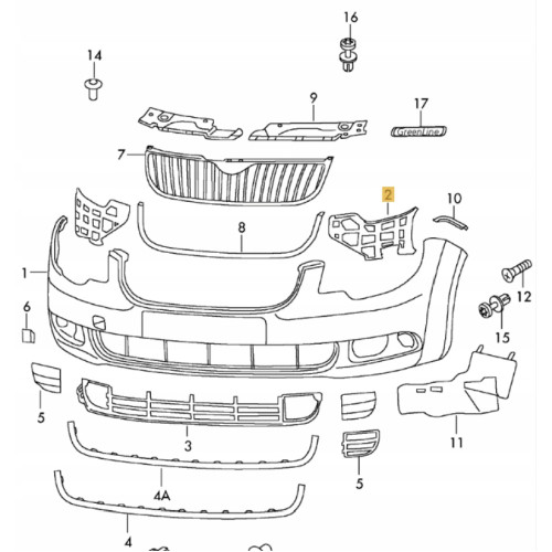 Кріплення переднього бампера ліве Skoda Superb II 2009-2013 FPS 3T0807055