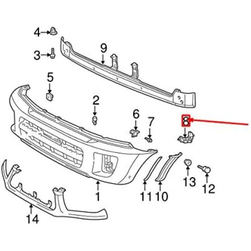 Кріплення переднього бампера ліве Toyota RAV4 2001-2004 FPS 5253642010 