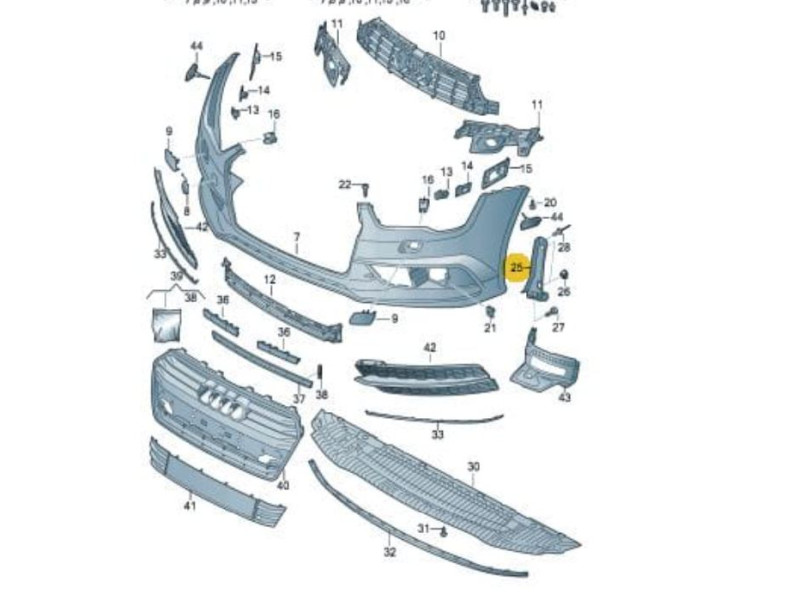 Кріплення переднього бампера праве нижнє Audi A7 4G 2014-2018 FPS 4G8807084A