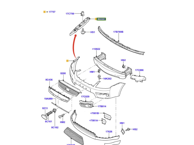 Кріплення переднього бампера праве Ford C-Max 2003-2007 Тайвань 1346766
