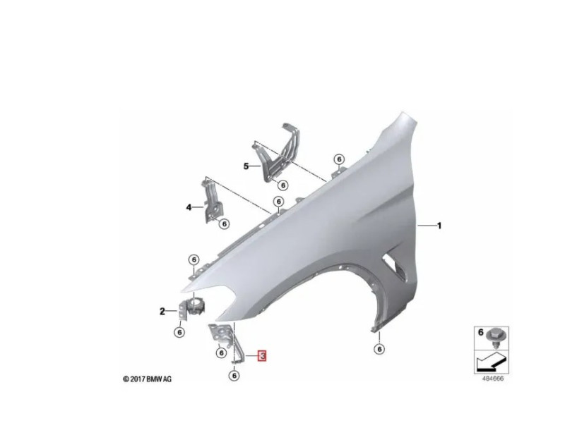 Кріплення переднього крила ліве нижнє BMW X3 G01 2017-2021 FPS 41357475797