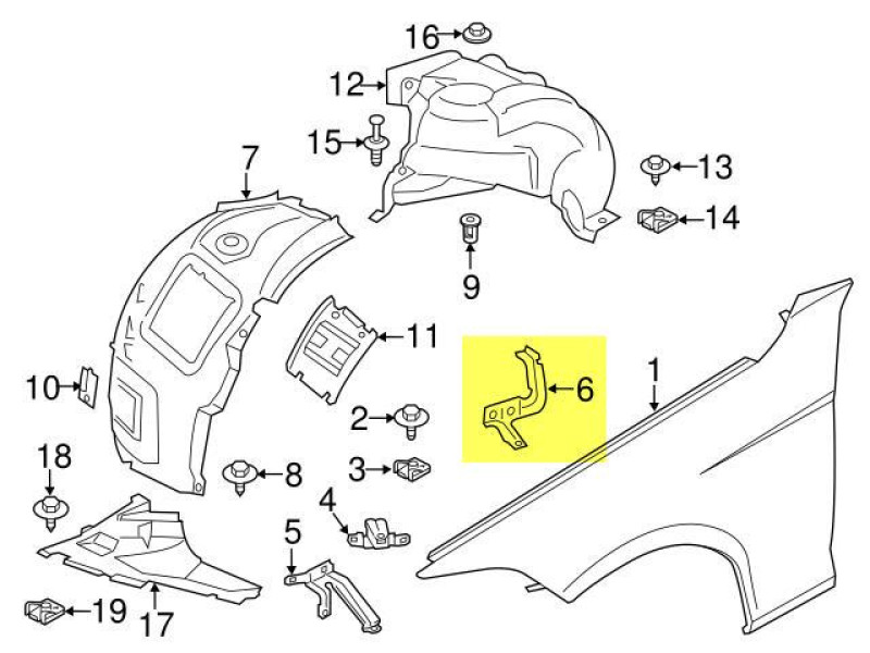 Кріплення переднього крила праве середнє BMW 4 F32 / F33, 3 F30 / F31 2011-2019 FPS 41358066940