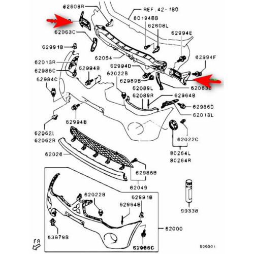 Кріплення шини переднього бампера праве Mitsubishi L200 2005-2015 FPS MN146314