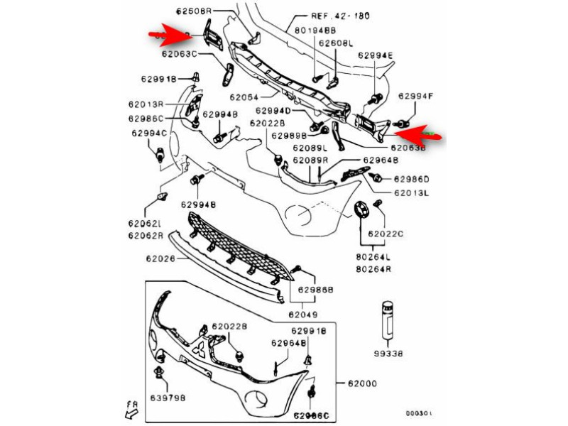 Кріплення шини переднього бампера ліве Mitsubishi L200 2005-2015 FPS MN146313 