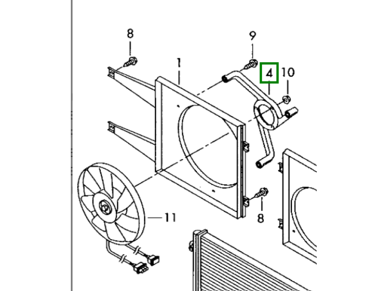 Кріплення вентилятора радіатора VW Golf 4, Bora, Skoda Octavia Tour (FPS) 1J0121206C
