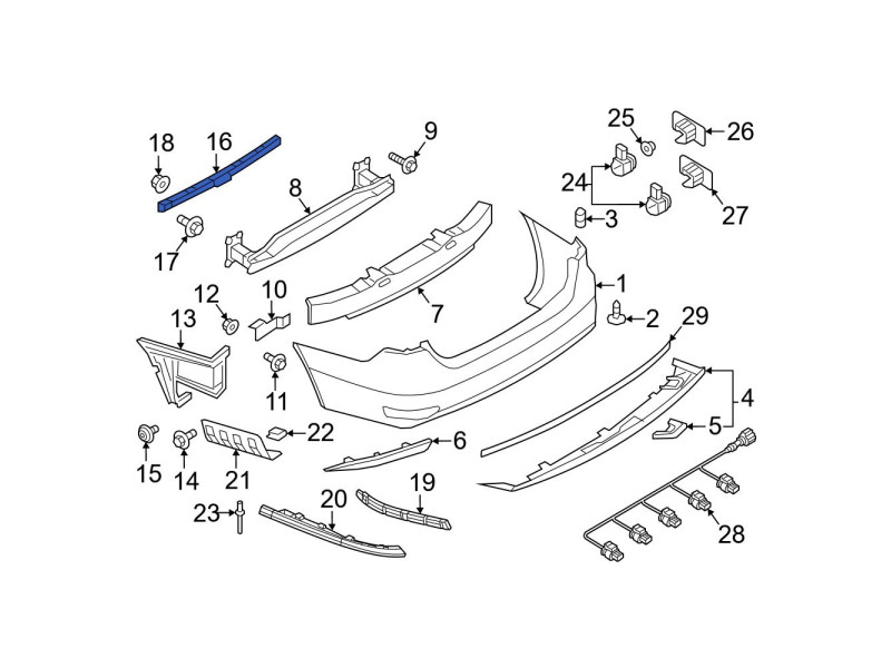 Кріплення заднього бампера середнє VW Jetta VI 2015-2018 FPS 5C6807863B	