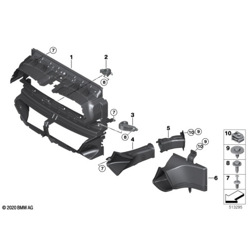 Кріплення жалюзі радіатора ліве BMW 3 G20/G21 2019- оригінал 51647457051