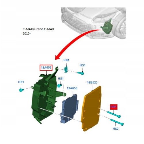 Кришка блоку управління Ford Focus III, C‑Max II, Kuga I, II, Escape, Mondeo V, Transit Connect 2008-2020 AV61‑12A659‑AE