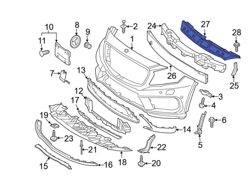 Кронштейн переднього бампера верхній Mercedes GLA-class X156 2014-2017 FPS A1568850465