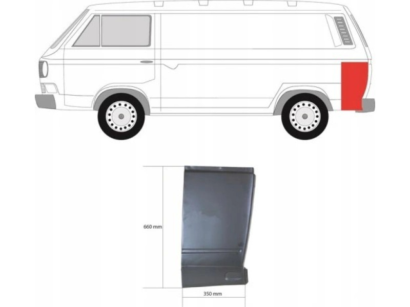 Ремчастина задньої панелі стійки ліва VW Transporter T3 Klokkerholm 9557702